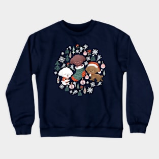 Poodle Dogs Christmas Party Pattern Crewneck Sweatshirt